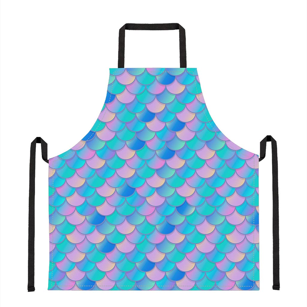 Pink Teal Mermaid Scales Pattern Print Apron