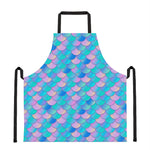 Pink Teal Mermaid Scales Pattern Print Apron