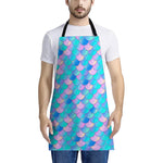 Pink Teal Mermaid Scales Pattern Print Apron