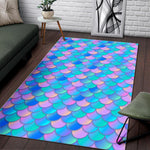 Pink Teal Mermaid Scales Pattern Print Area Rug GearFrost