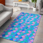 Pink Teal Mermaid Scales Pattern Print Area Rug GearFrost