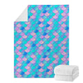 Pink Teal Mermaid Scales Pattern Print Blanket