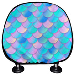 Pink Teal Mermaid Scales Pattern Print Car Headrest Covers