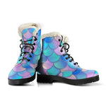 Pink Teal Mermaid Scales Pattern Print Comfy Boots GearFrost