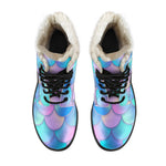 Pink Teal Mermaid Scales Pattern Print Comfy Boots GearFrost