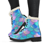 Pink Teal Mermaid Scales Pattern Print Comfy Boots GearFrost