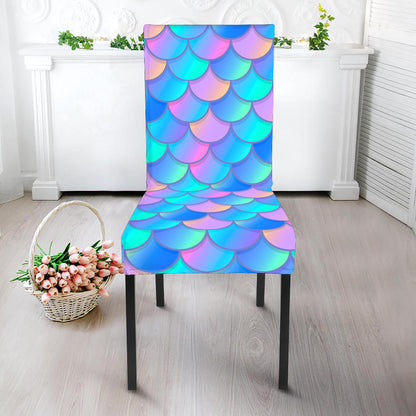 Pink Teal Mermaid Scales Pattern Print Dining Chair Slipcover