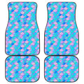 Pink Teal Mermaid Scales Pattern Print Front and Back Car Floor Mats