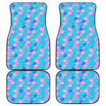 Pink Teal Mermaid Scales Pattern Print Front and Back Car Floor Mats