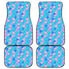 Pink Teal Mermaid Scales Pattern Print Front and Back Car Floor Mats