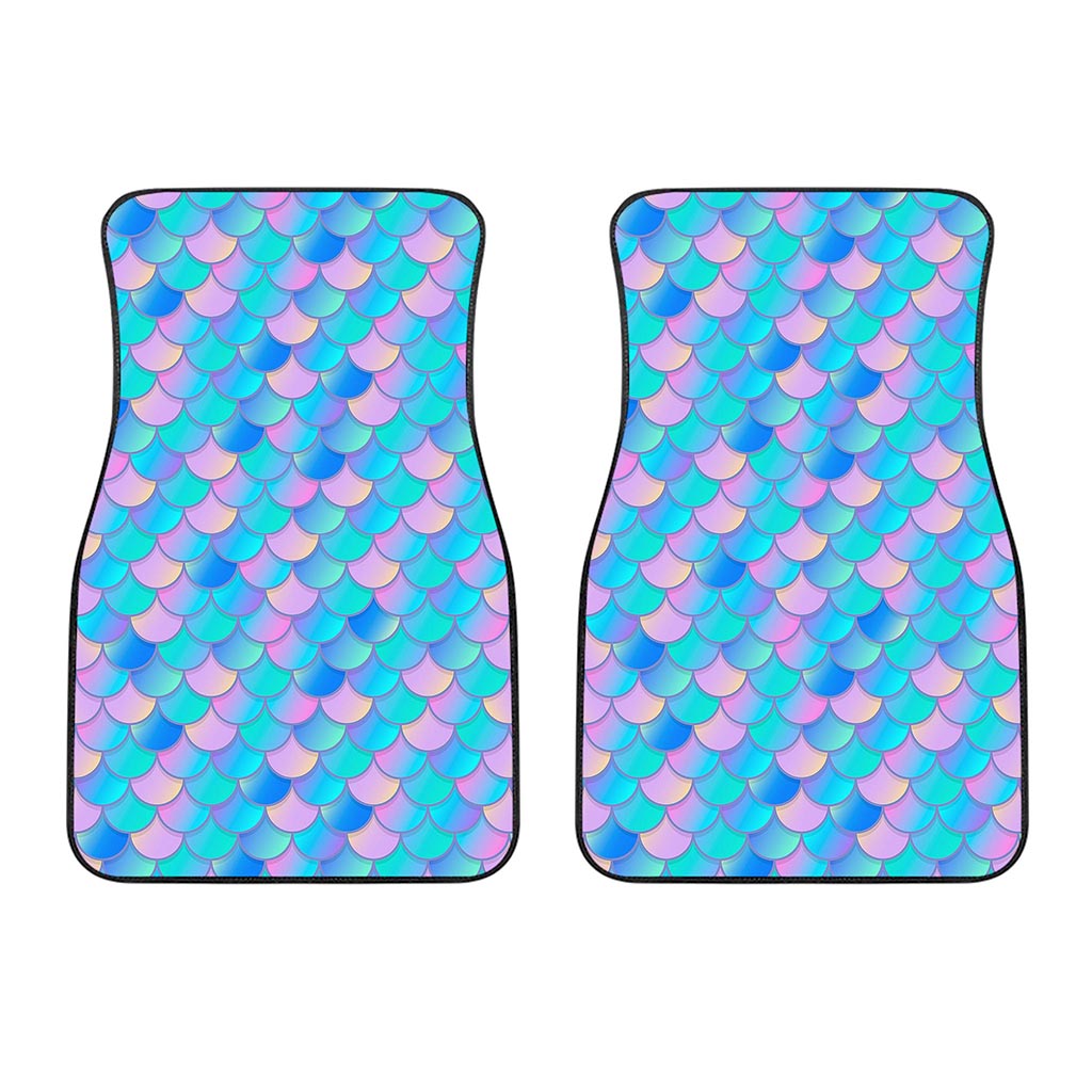 Pink Teal Mermaid Scales Pattern Print Front Car Floor Mats