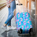 Pink Teal Mermaid Scales Pattern Print Luggage Cover GearFrost