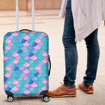 Pink Teal Mermaid Scales Pattern Print Luggage Cover GearFrost