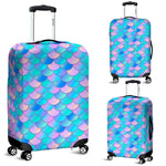 Pink Teal Mermaid Scales Pattern Print Luggage Cover GearFrost