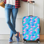 Pink Teal Mermaid Scales Pattern Print Luggage Cover GearFrost