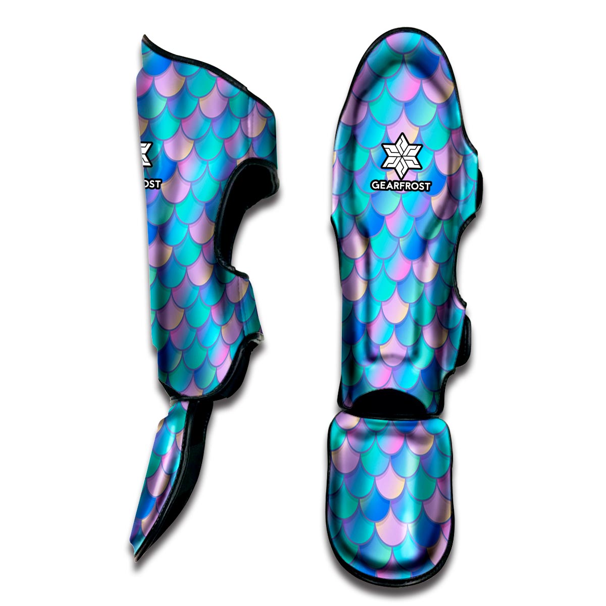 Pink Teal Mermaid Scales Pattern Print Muay Thai Shin Guard