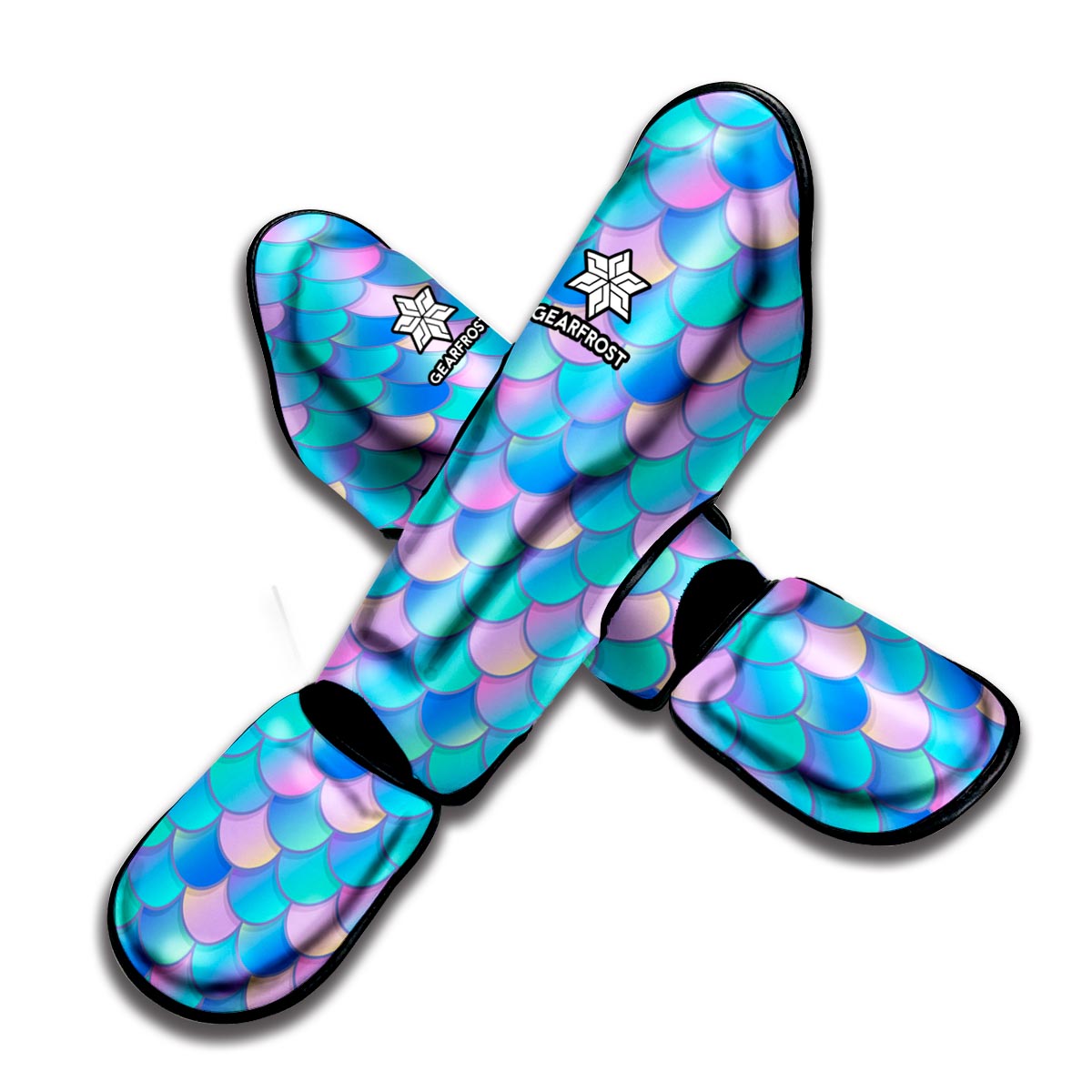 Pink Teal Mermaid Scales Pattern Print Muay Thai Shin Guard