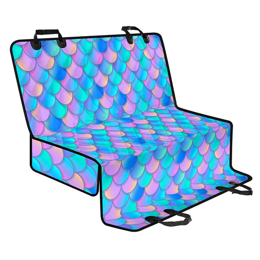 Pink Teal Mermaid Scales Pattern Print Pet Car Back Seat Cover
