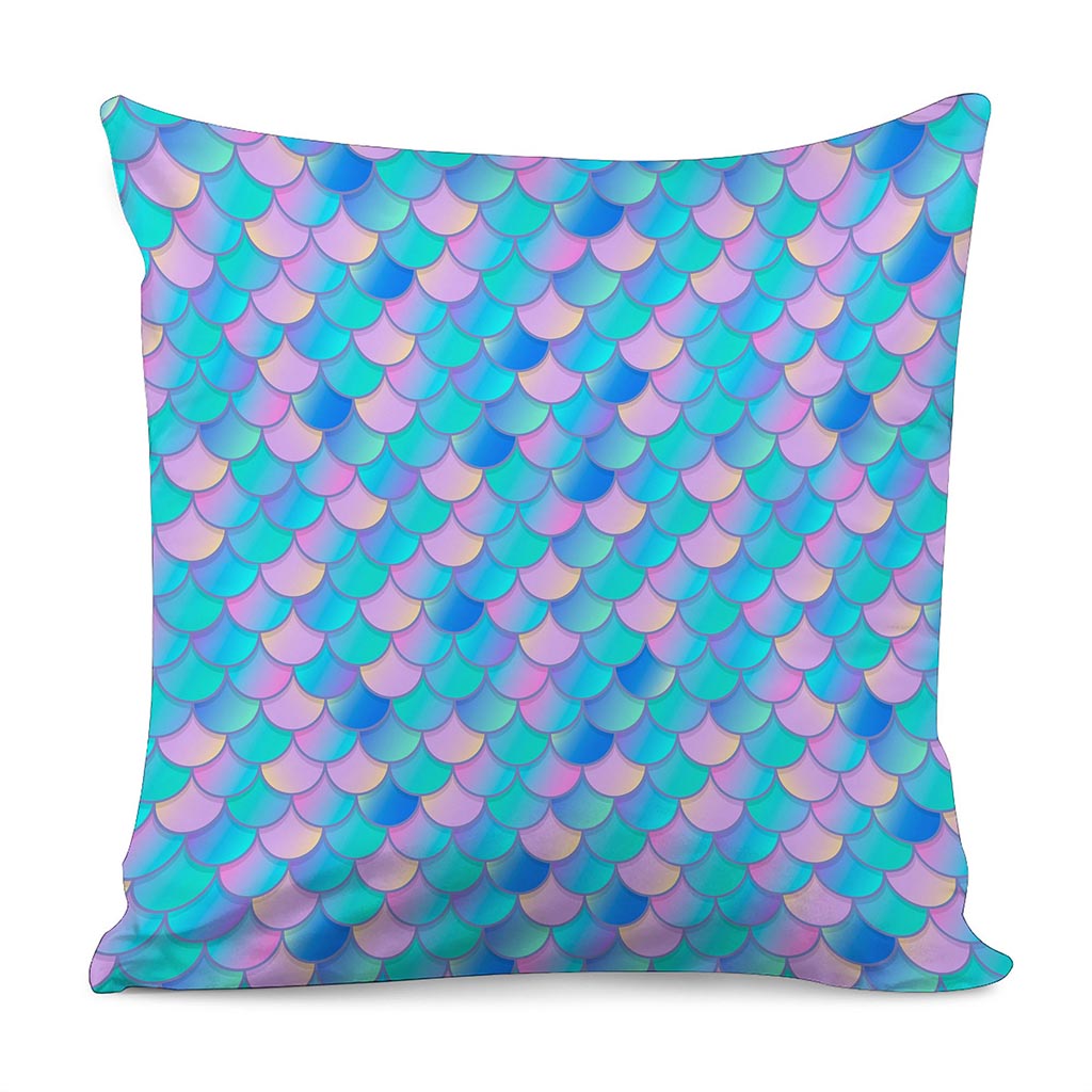 Pink Teal Mermaid Scales Pattern Print Pillow Cover