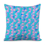 Pink Teal Mermaid Scales Pattern Print Pillow Cover