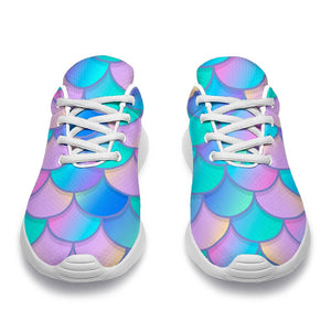 Pink Teal Mermaid Scales Pattern Print Sport Shoes GearFrost