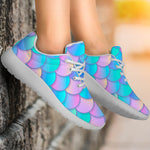 Pink Teal Mermaid Scales Pattern Print Sport Shoes GearFrost