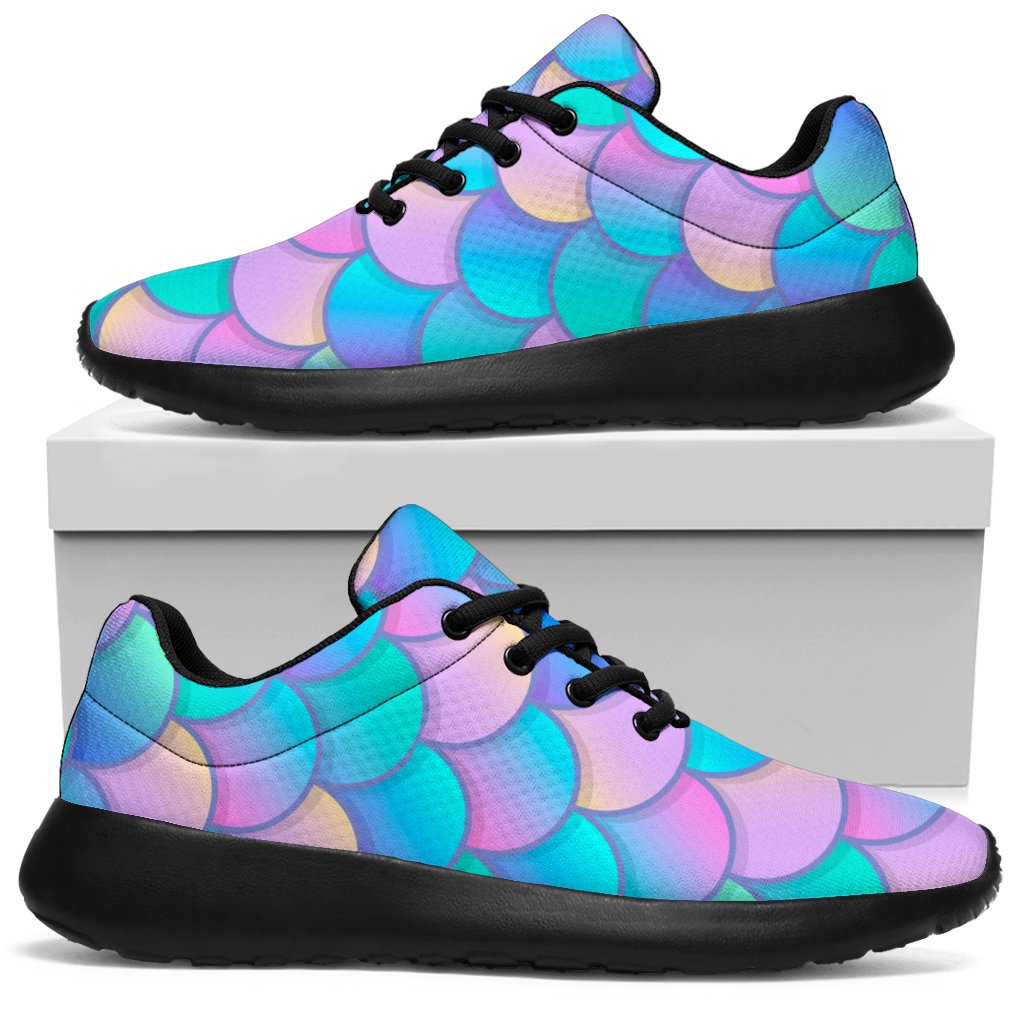 Pink Teal Mermaid Scales Pattern Print Sport Shoes GearFrost