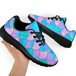 Pink Teal Mermaid Scales Pattern Print Sport Shoes GearFrost