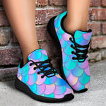 Pink Teal Mermaid Scales Pattern Print Sport Shoes GearFrost