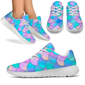 Pink Teal Mermaid Scales Pattern Print Sport Shoes GearFrost