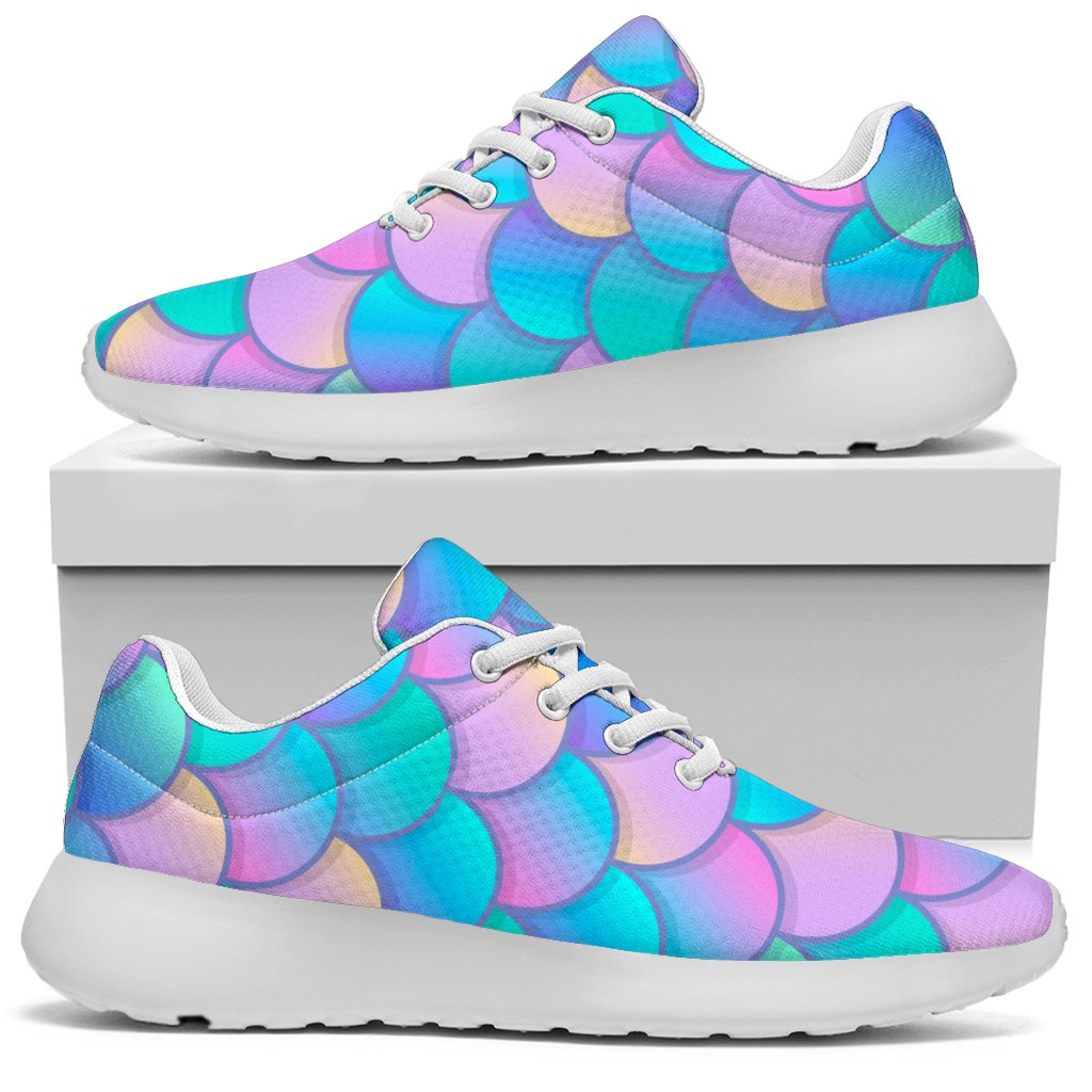 Pink Teal Mermaid Scales Pattern Print Sport Shoes GearFrost