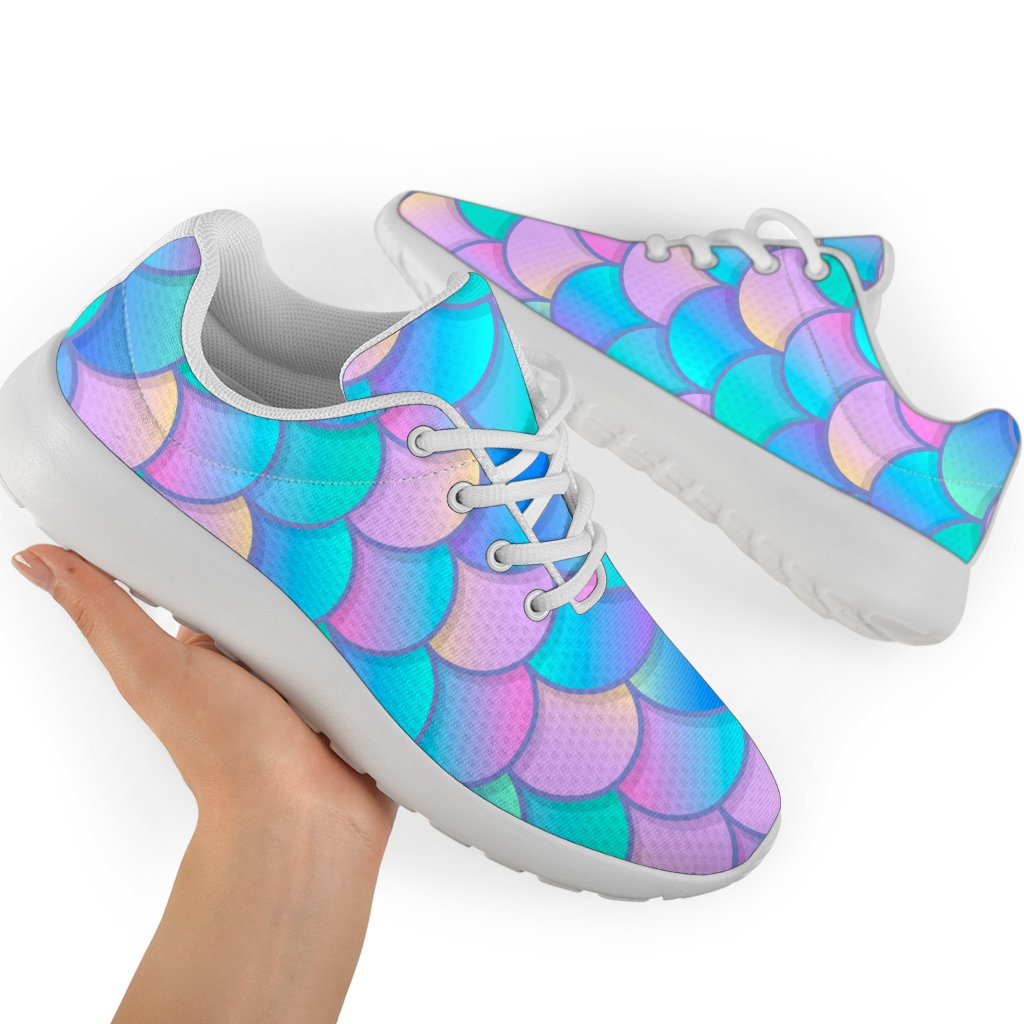 Pink Teal Mermaid Scales Pattern Print Sport Shoes GearFrost