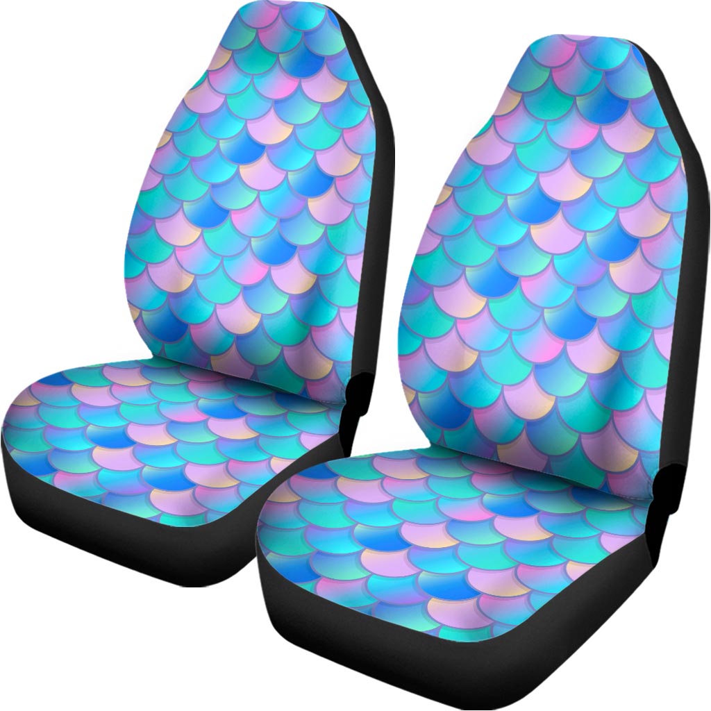 Pink Teal Mermaid Scales Pattern Print Universal Fit Car Seat Covers