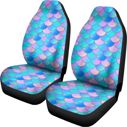 Pink Teal Mermaid Scales Pattern Print Universal Fit Car Seat Covers