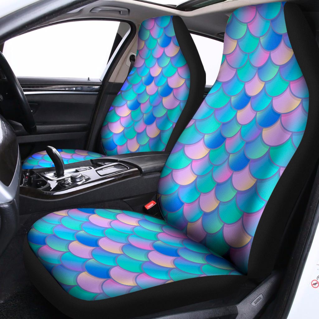 Pink Teal Mermaid Scales Pattern Print Universal Fit Car Seat Covers
