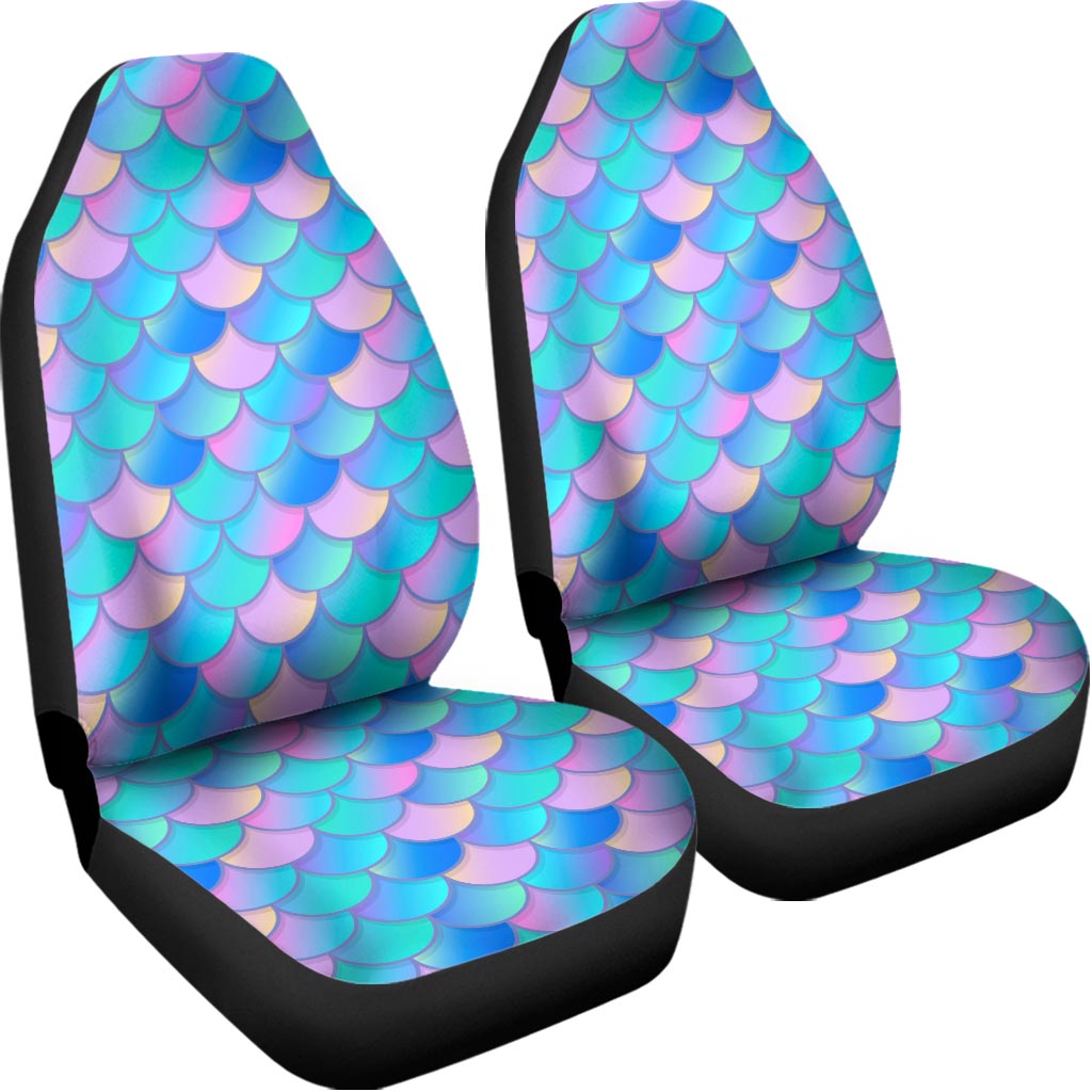 Pink Teal Mermaid Scales Pattern Print Universal Fit Car Seat Covers