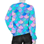 Pink Teal Mermaid Scales Pattern Print Women's Crewneck Sweatshirt GearFrost