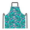 Pink Teal Tropical Leaf Pattern Print Apron