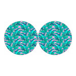Pink Teal Tropical Leaf Pattern Print Car Coasters