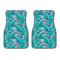 Pink Teal Tropical Leaf Pattern Print Front Car Floor Mats