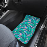 Pink Teal Tropical Leaf Pattern Print Front Car Floor Mats