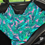 Pink Teal Tropical Leaf Pattern Print Pet Car Back Seat Cover