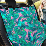 Pink Teal Tropical Leaf Pattern Print Pet Car Back Seat Cover