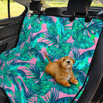 Pink Teal Tropical Leaf Pattern Print Pet Car Back Seat Cover