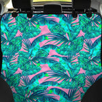 Pink Teal Tropical Leaf Pattern Print Pet Car Back Seat Cover