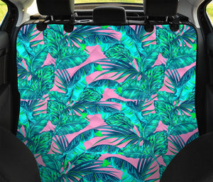 Pink Teal Tropical Leaf Pattern Print Pet Car Back Seat Cover