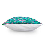 Pink Teal Tropical Leaf Pattern Print Pillow Cover