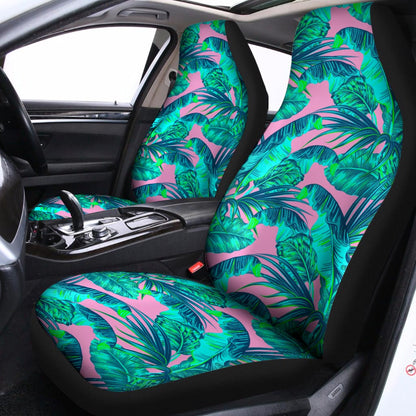 Pink Teal Tropical Leaf Pattern Print Universal Fit Car Seat Covers
