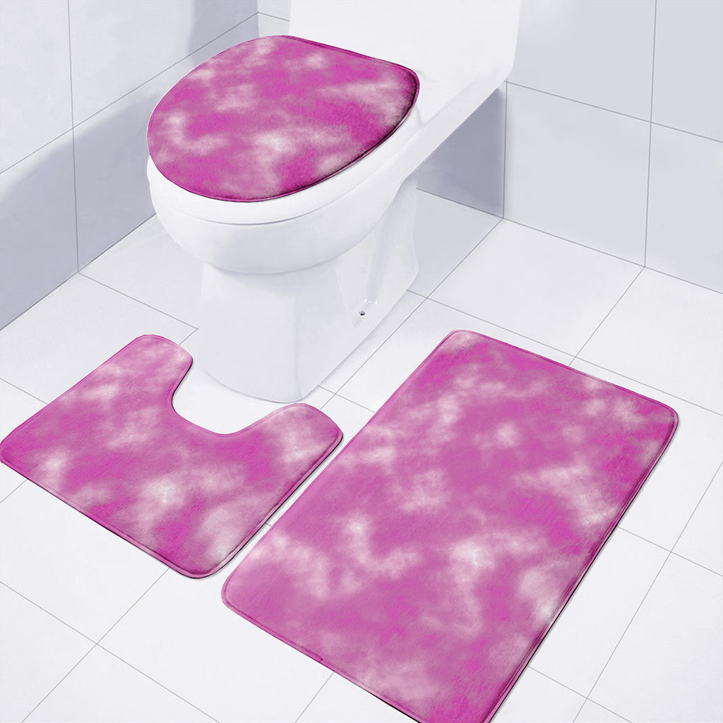 Pink Tie Dye Print 3 Piece Bath Mat Set