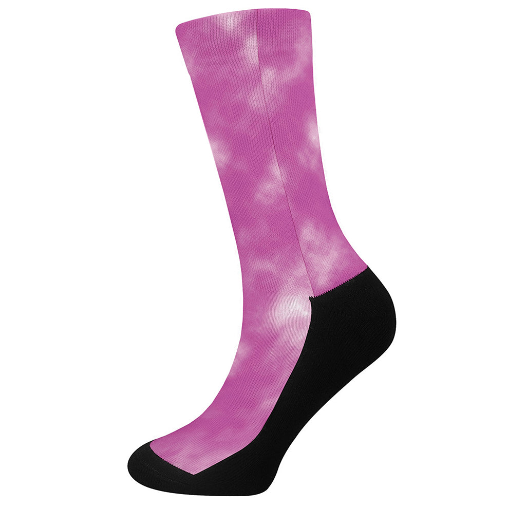 Pink Tie Dye Print Crew Socks